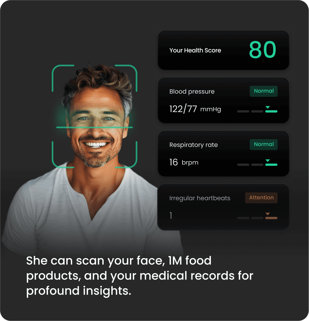 She can scan your face, 1M food products, and your medical records for profound insights.